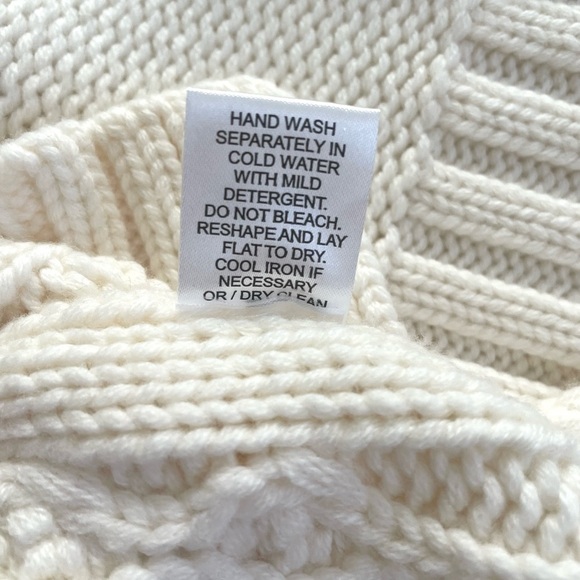 NWOT Tuckernuck Ivory Cable Knit 100% Wool Sweater XS - Picture 8 of 10